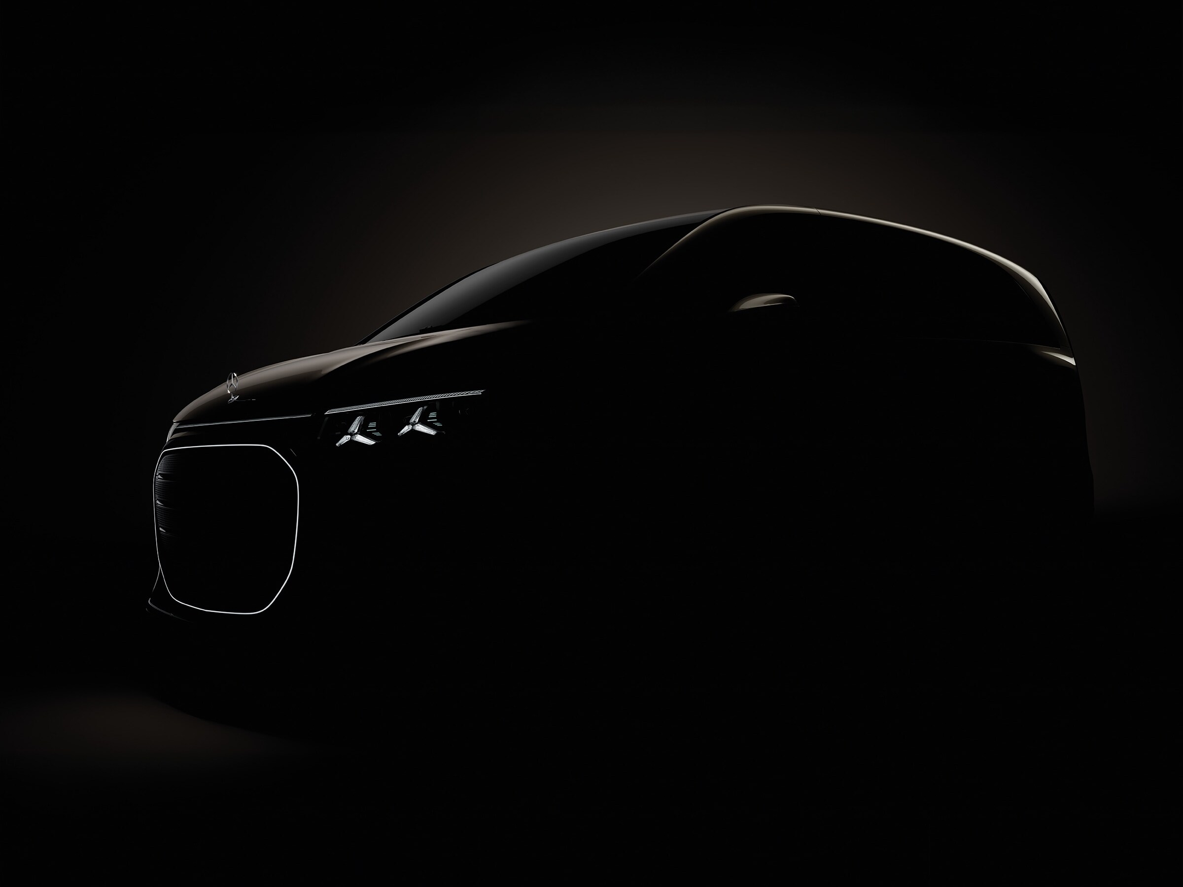 The reveal of the new Mercedes-Benz VLE with illuminated headlights