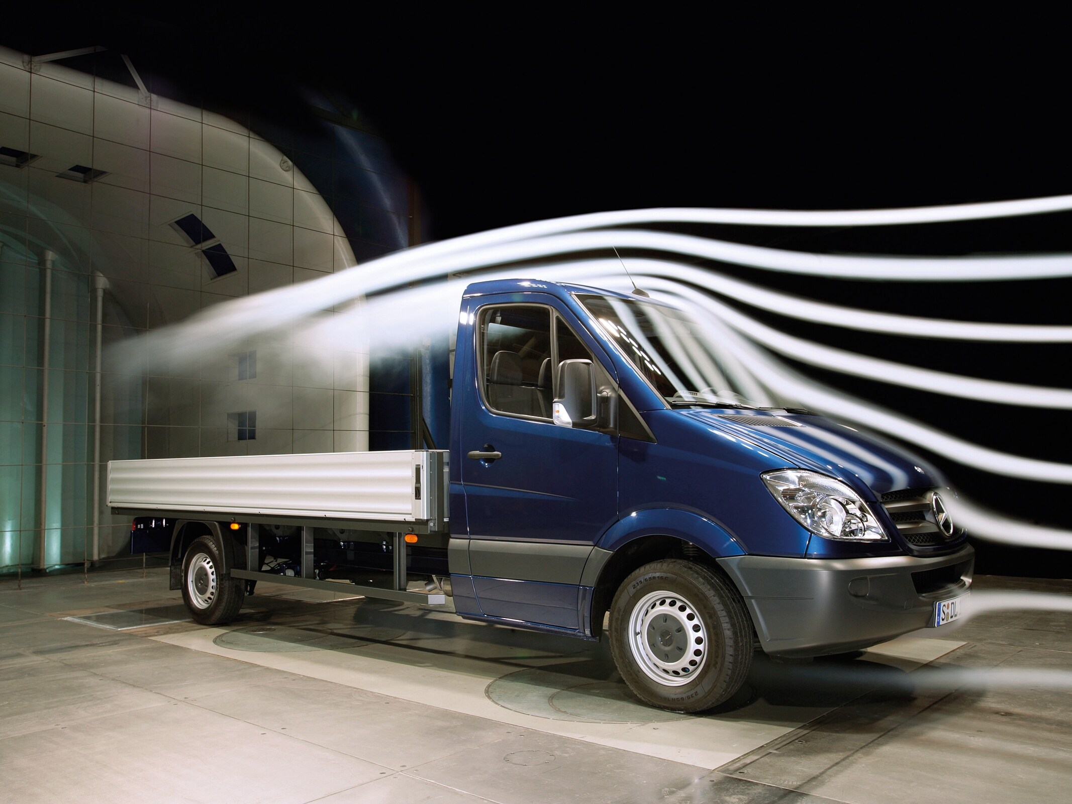  Sprinter Platform Vehicle displayed in wind tunnel testing facility