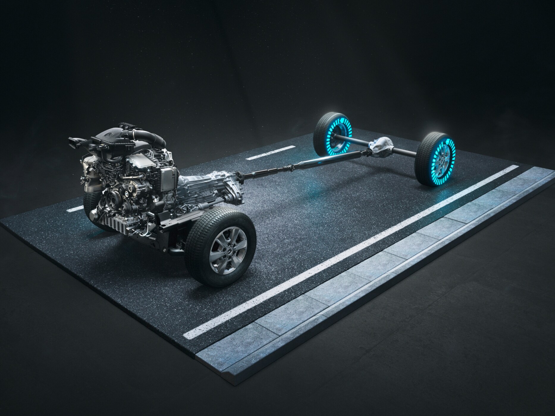 The 4x4 all-wheel drive with torque on demand of the Sprinter Chassis.