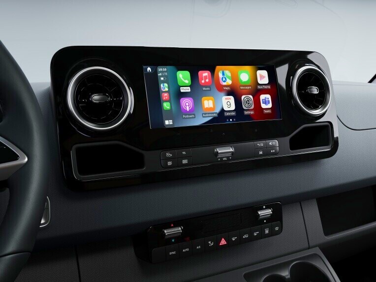 The screen view of the smartphone integration in the Mercedes-Benz Sprinter Panel Van.