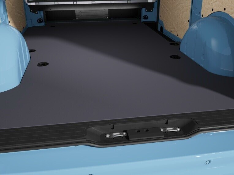 The water-resistant, single-piece plastic floor protects the metal floor beneath it against damage.