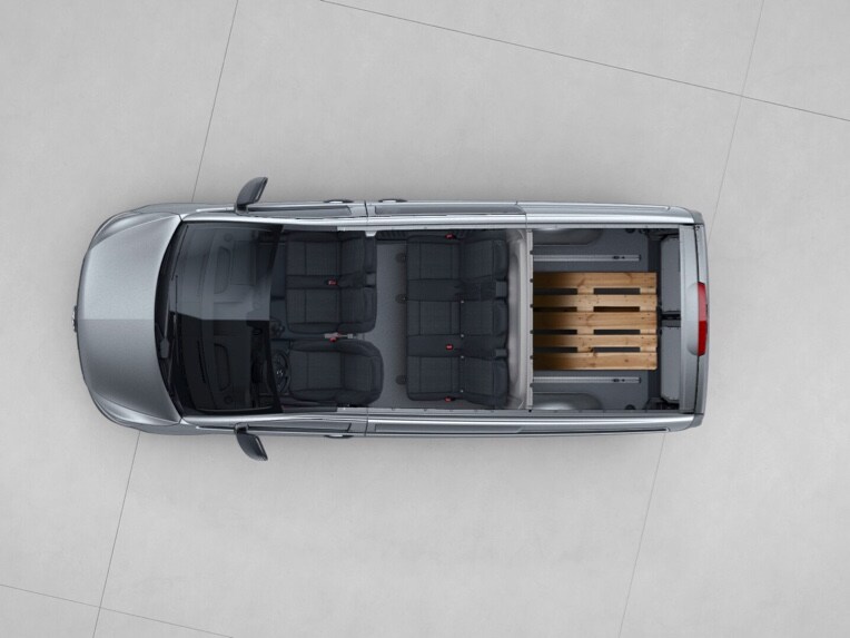 The Long Vito Mixto with 2-seater front passenger seat and 3-seater bench seat.