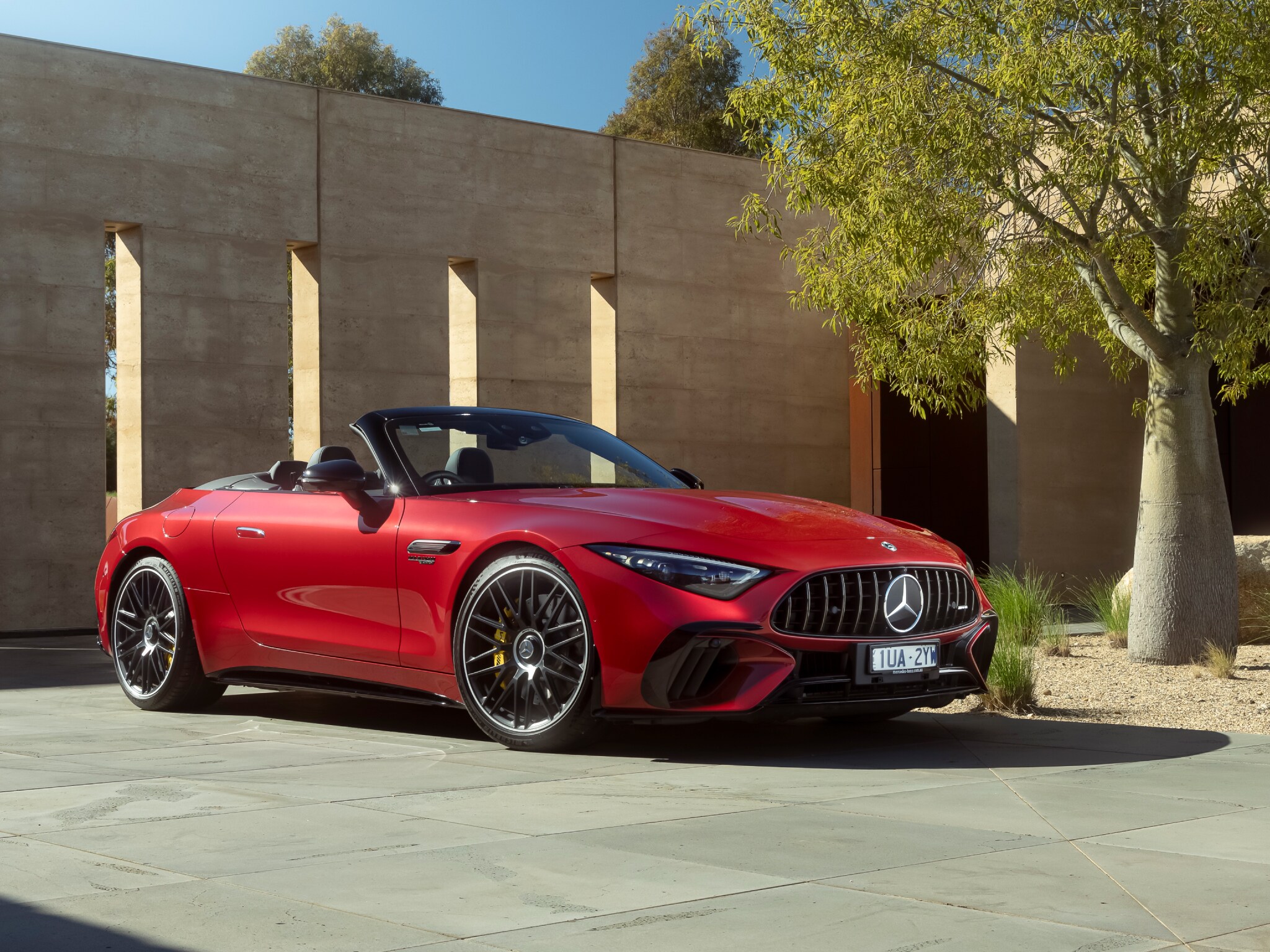 A red Mercedes-AMG SL 63 4MATIC+. Image credit/photographer: Alastair Brook